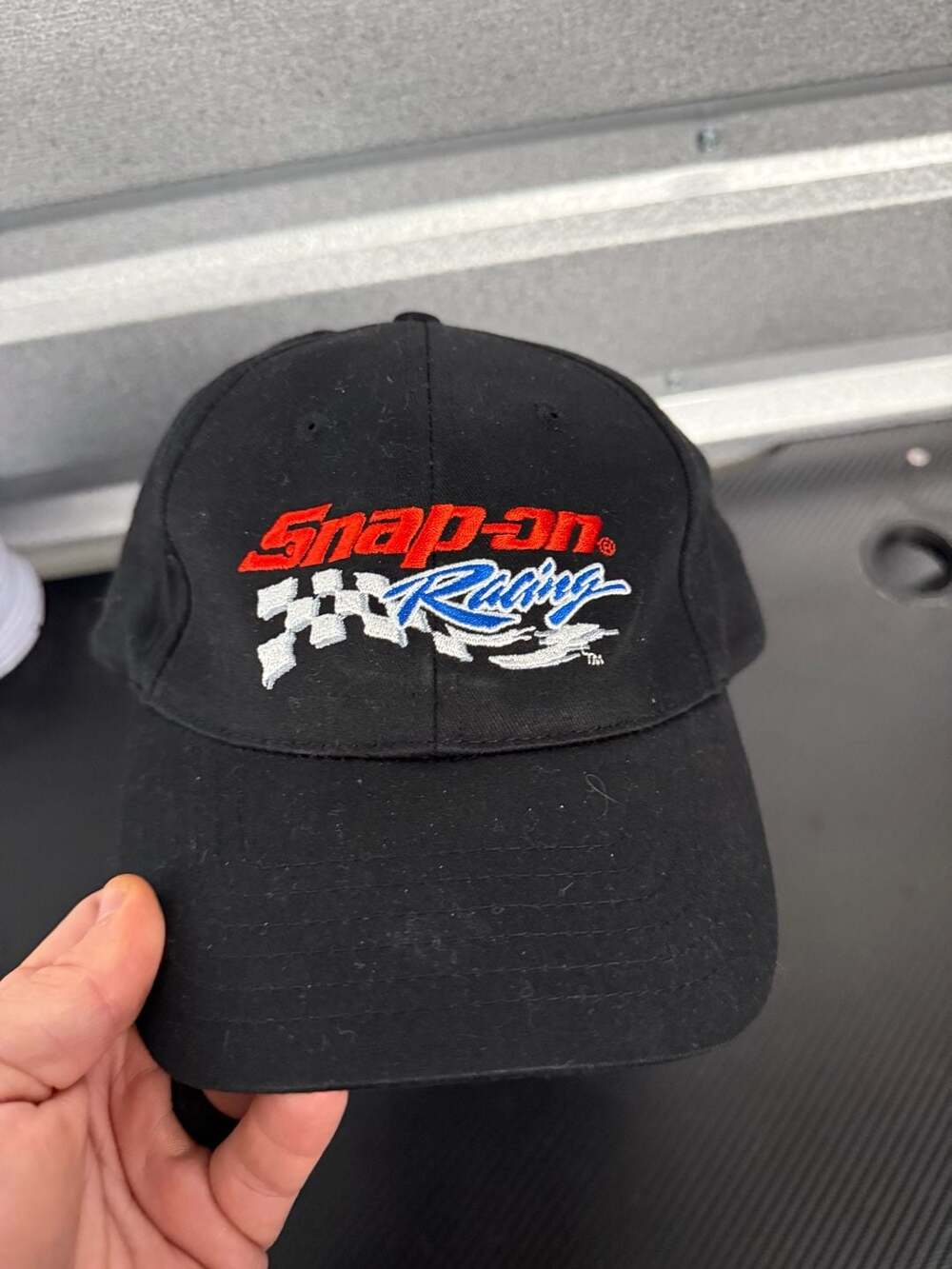 Snap-on Racing Black Snapback Hat Checkered Flag K-Products One Size